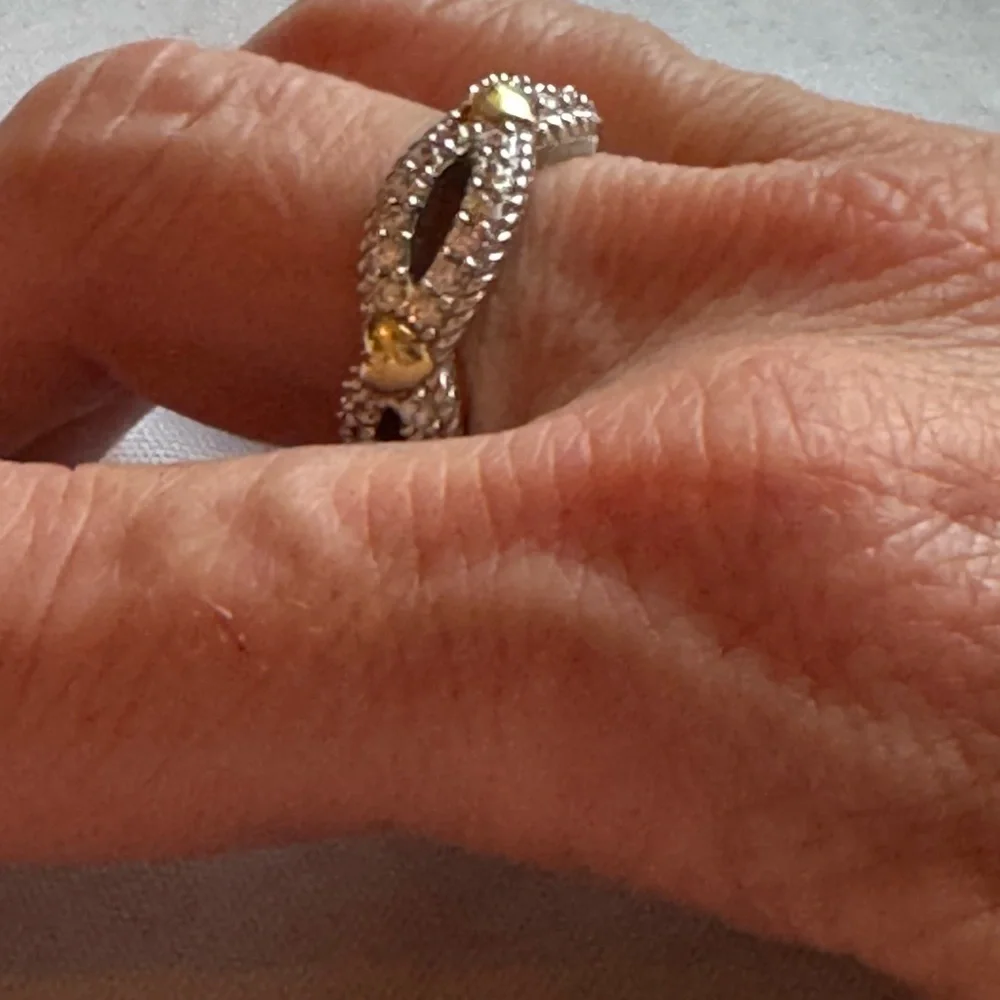Judith Ripka Silver Ring with Gold Heart Accents - Picture 11 of 13
